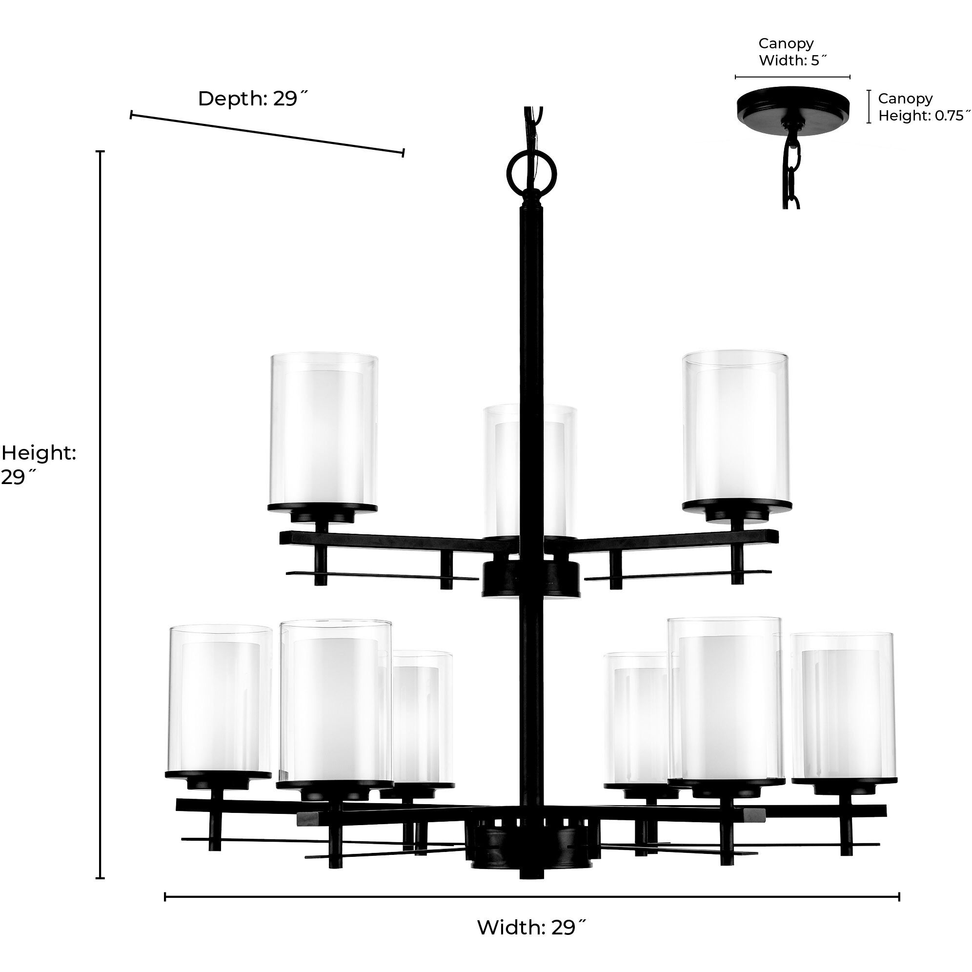 Huderson 9 Light 29 inch Brushed Nickel Chandelier Ceiling Light